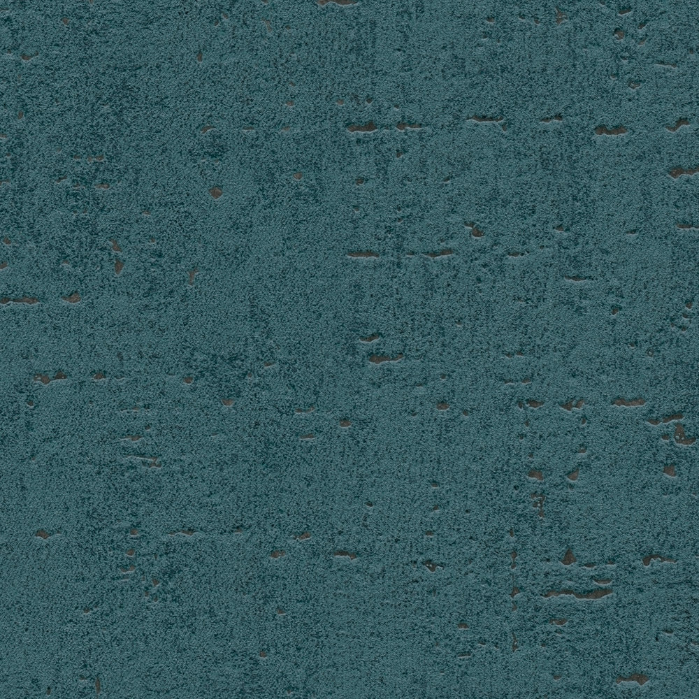            Petrolfarbene Tapete mit melierter Struktur – Blau, Grün
        