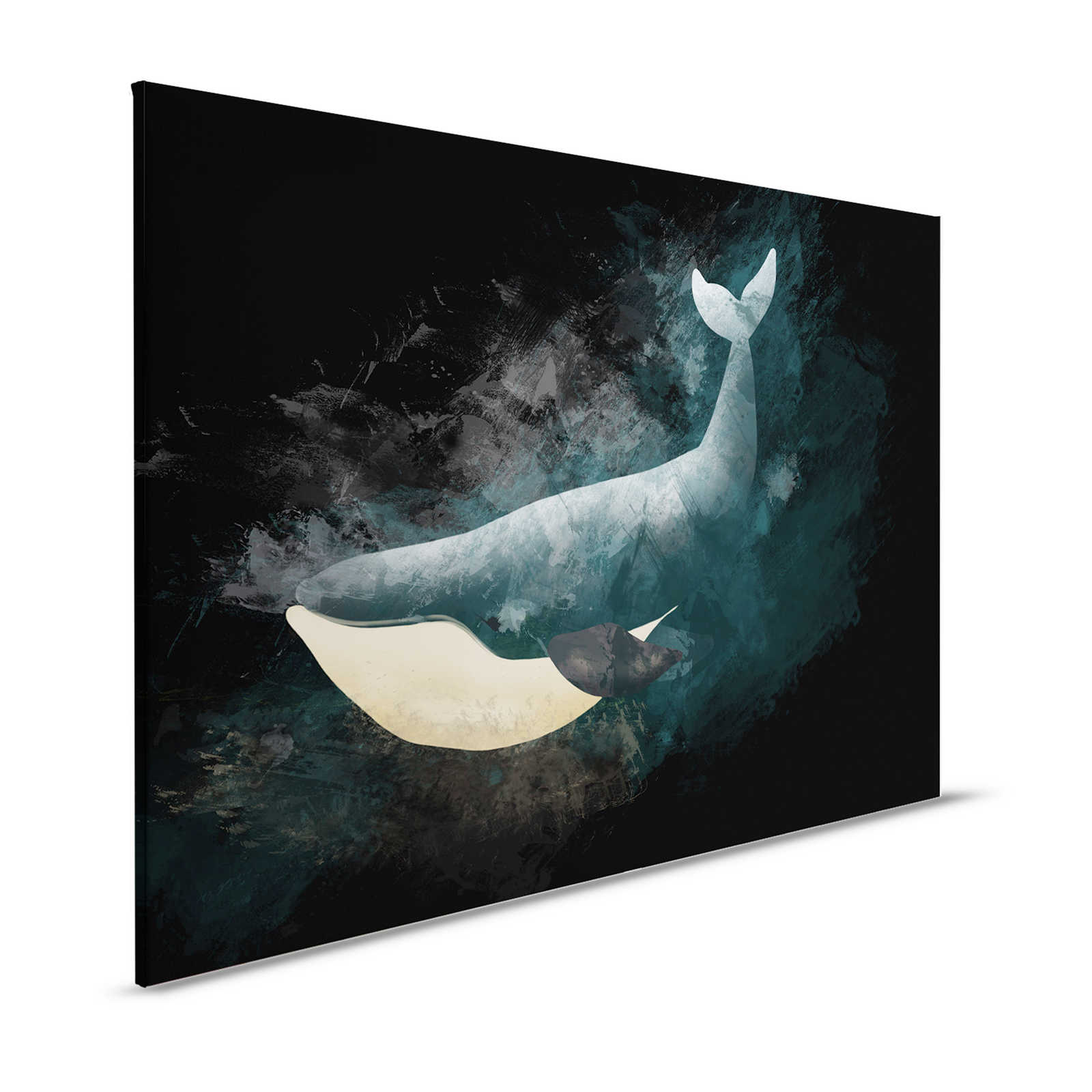 Schwarzes Leinwandbild mit Wal im Zeichen Design – 1,20 m x 0,80 m
