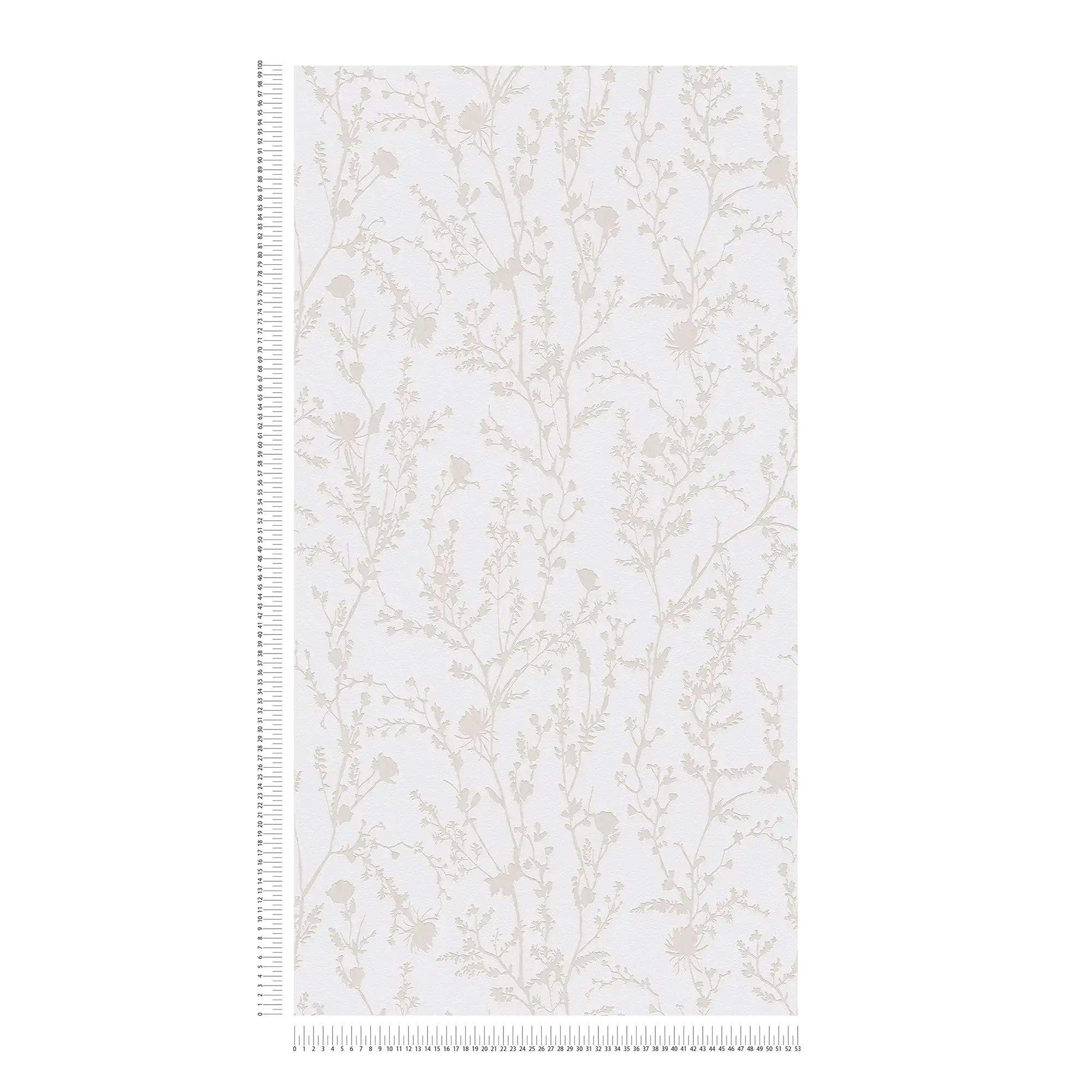             Vliestapete mit floraler Bemusterung – Hellgrau, Weiß
        
