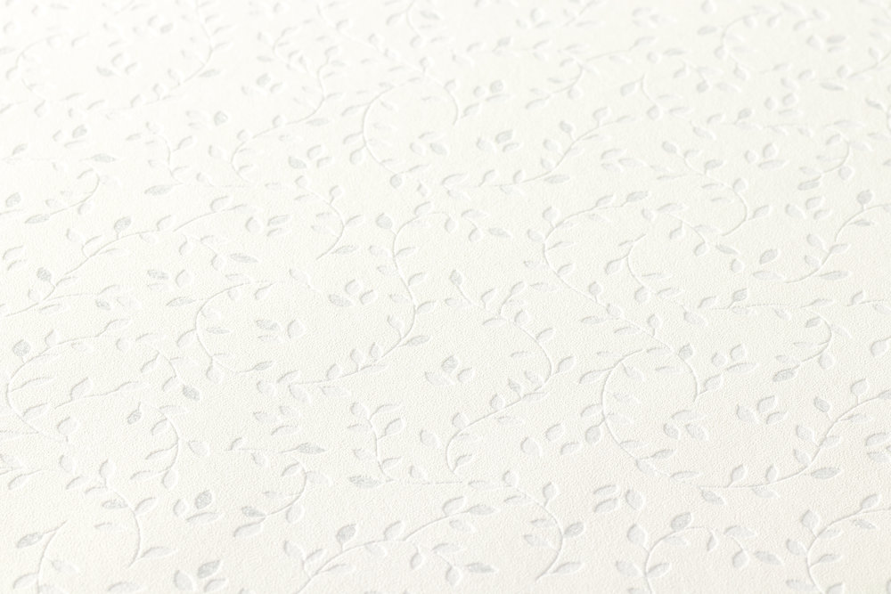             Tapete filigranes Blätter Motiv, strukturiert – Metallic, Weiß
        