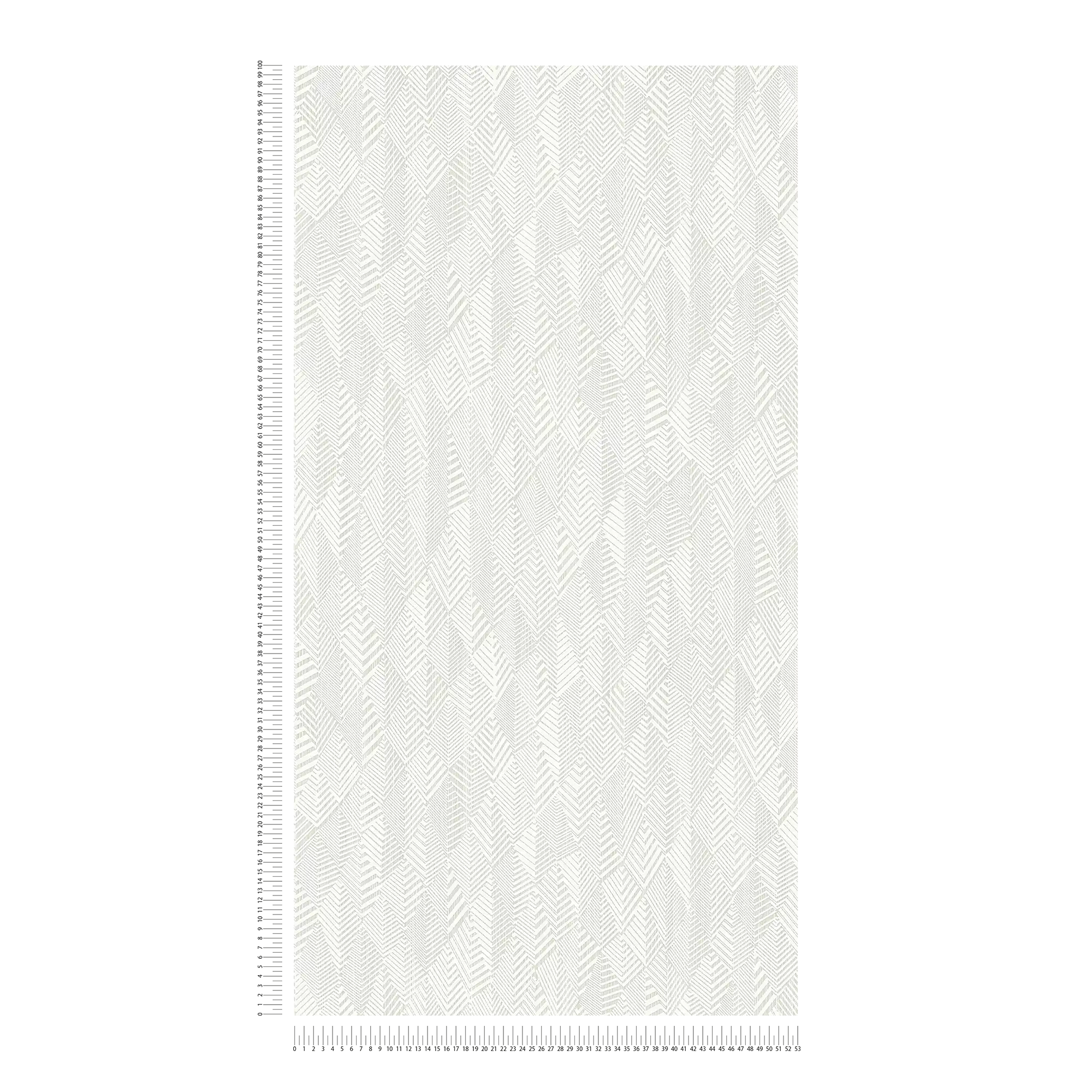             Unitapete mit abstraktem Linienmuster – Creme, Weiß
        