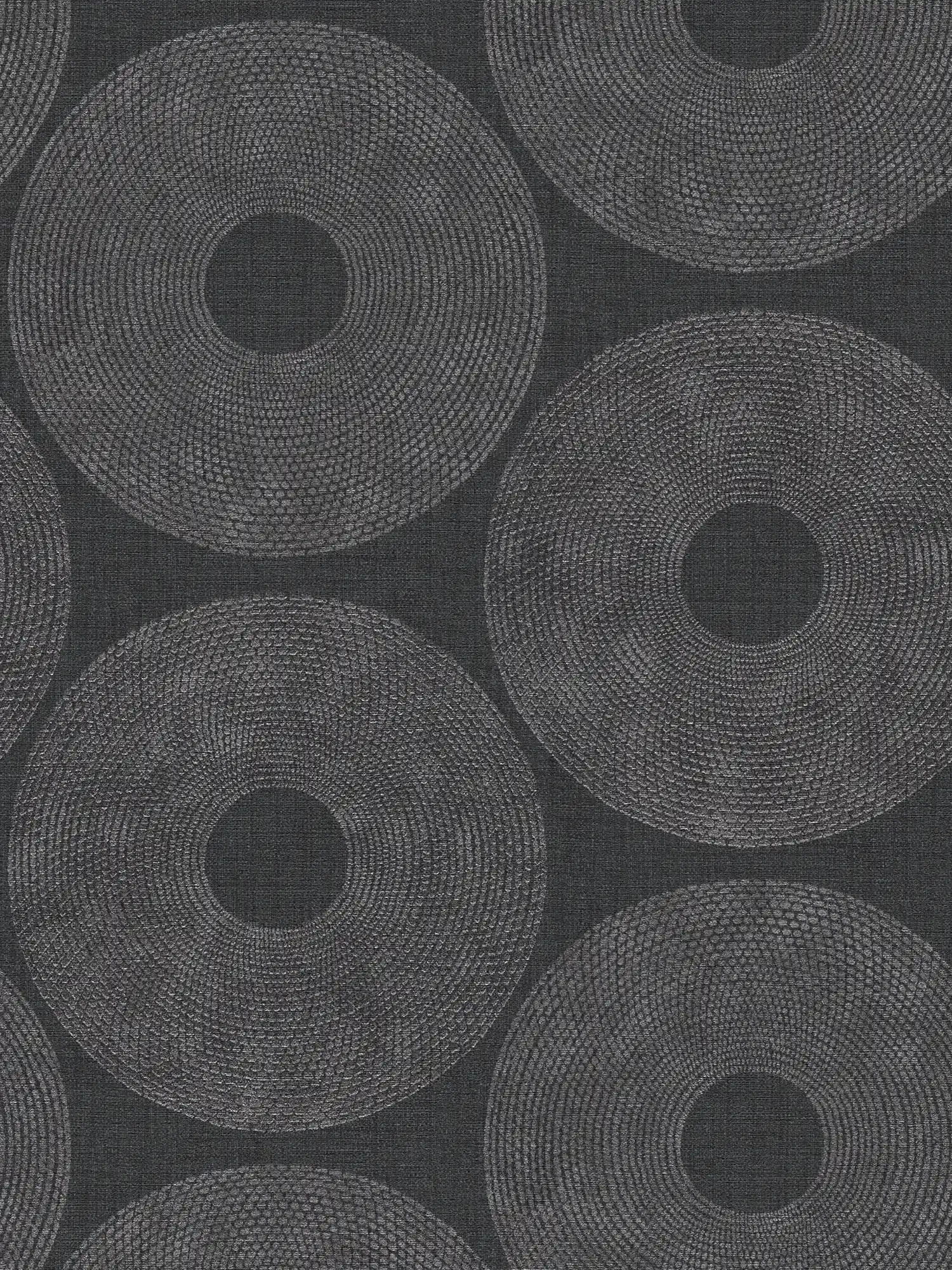         Ethno Tapete Kreise mit Strukturdesign – Grau, Metallic
    