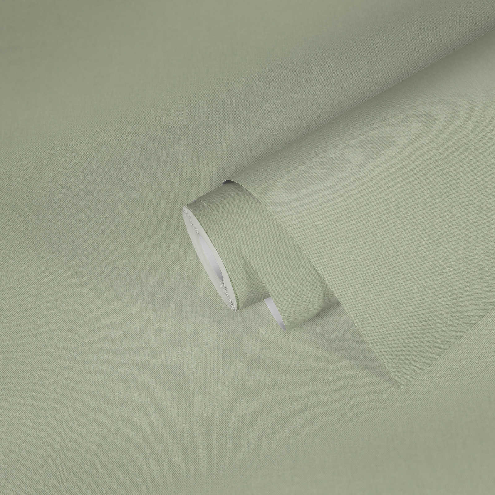             Einfarbige Tapete Hellgrün Pastell mit Textilstruktur – Grün
        