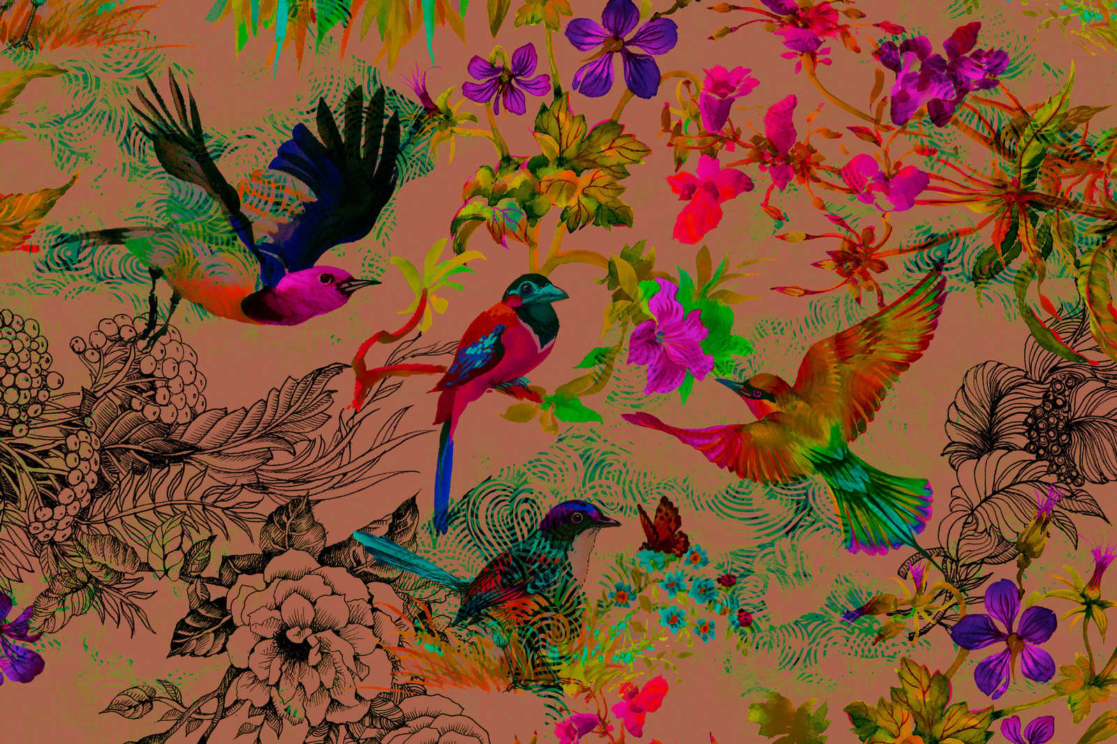             Vogel Leinwandbild im bunten Collage Stil – 0,90 m x 0,60 m
        