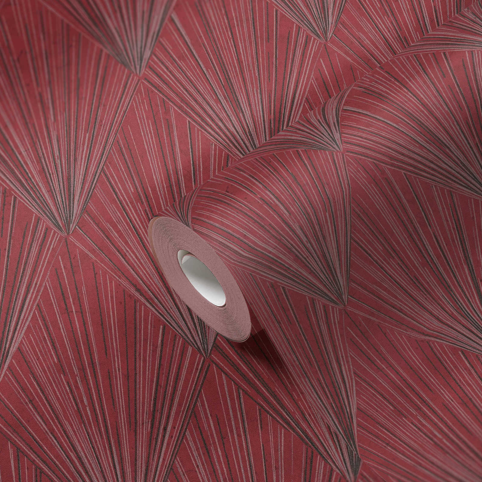             Tapete mit modernem Art Déco Muster & Metallic-Effekt – Metallic, Rot, Schwarz
        