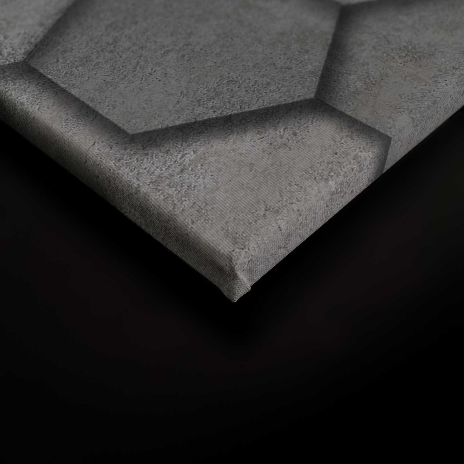             Leinwandbild mit geometrischen Kacheln sechseckig 3D-Optik | grau, silber – 0,90 m x 0,60 m
        