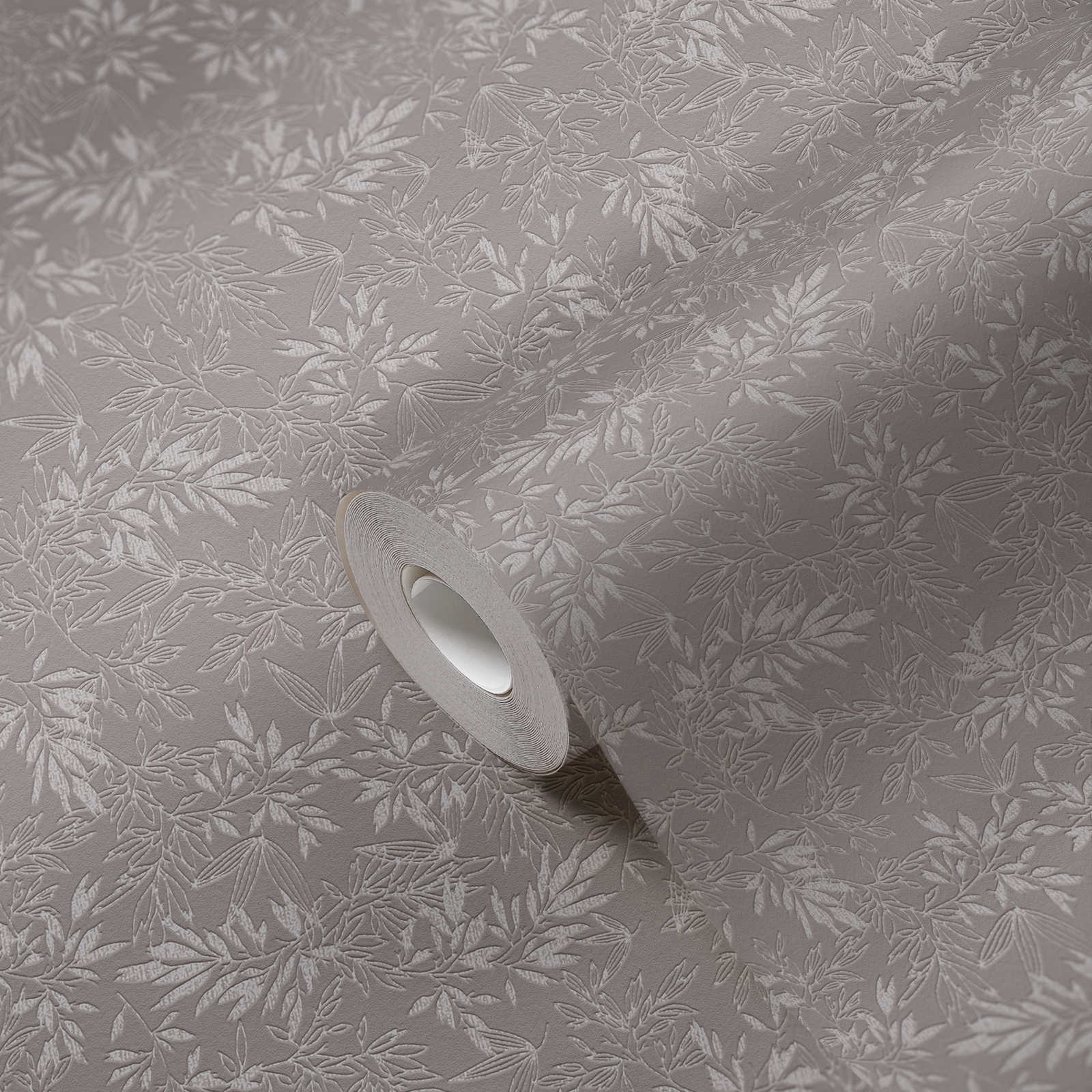             Blätter Tapete mit Schaumstruktur in matt – Grau, Hellgrau
        