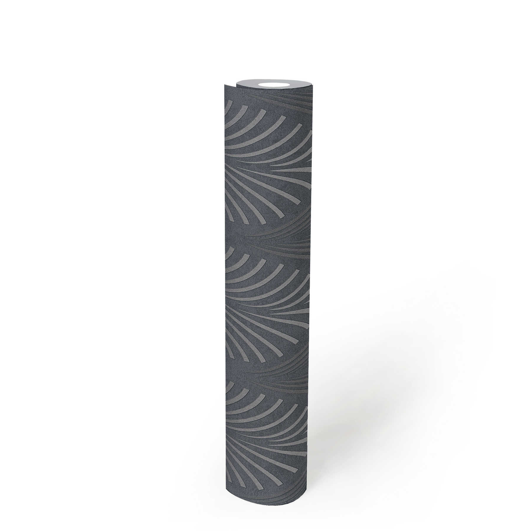             Retro-Tapete Art Deco Stil mit geometrischem Muster – Schwarz, Silber, Grau
        