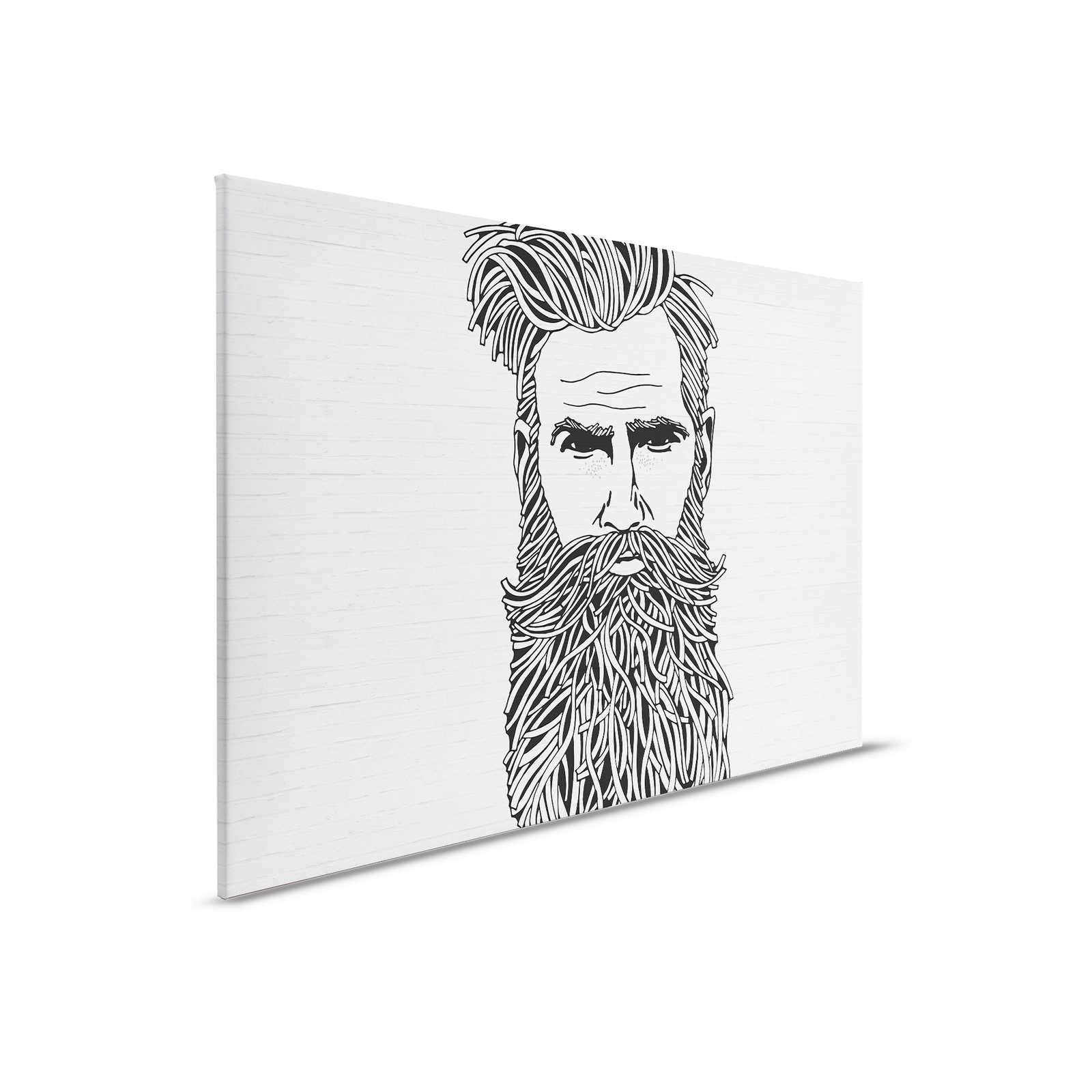 Weißes Leinwandbild Steinoptik mit Männer Portrait im Zeichenstil – 0,90 m x 0,60 m
