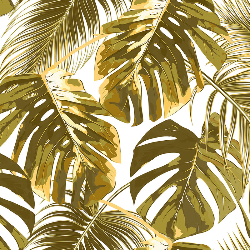 Palmenblätter Fototapete im Kunst Stil – Gelb, Weiß
