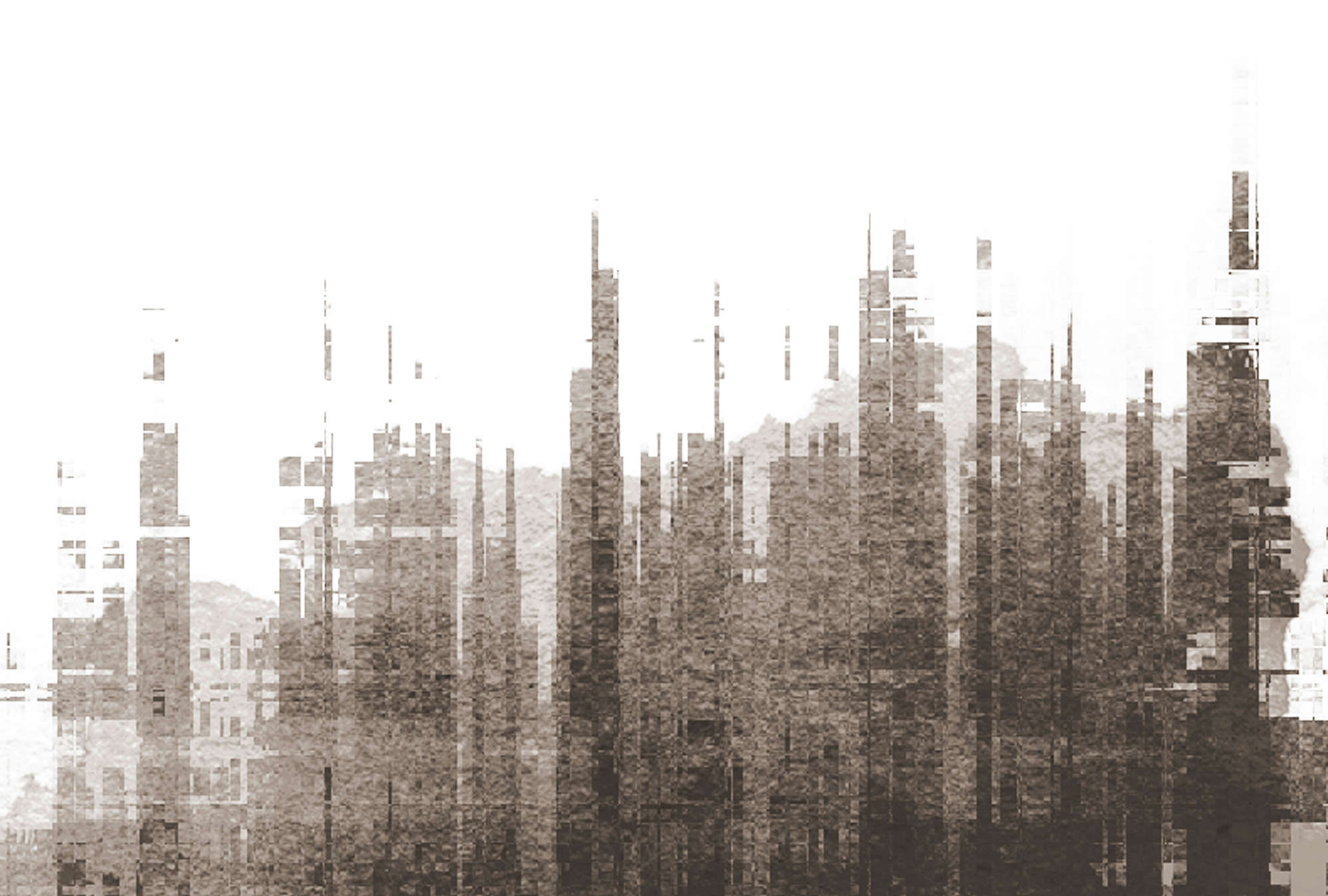             Fototapete Streifendesign & abstrakter Skyline, Kunst – Weiß, Grau, Schwarz
        