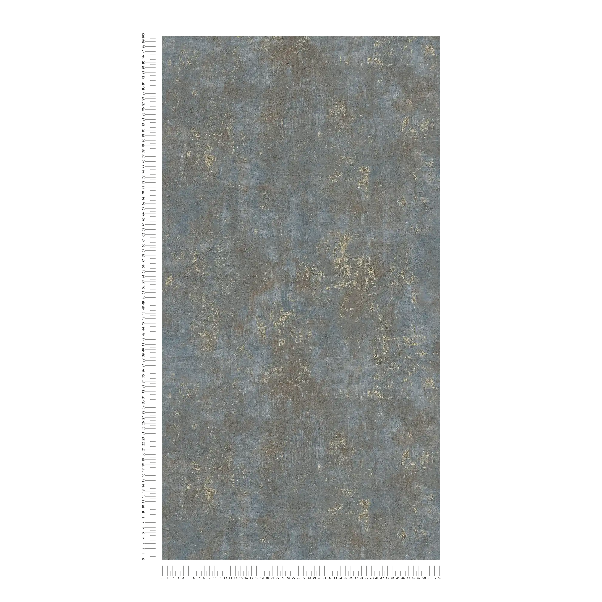             Tapete in Rostoptik mit metallischen Akzenten – Braun, Blau, Gold
        