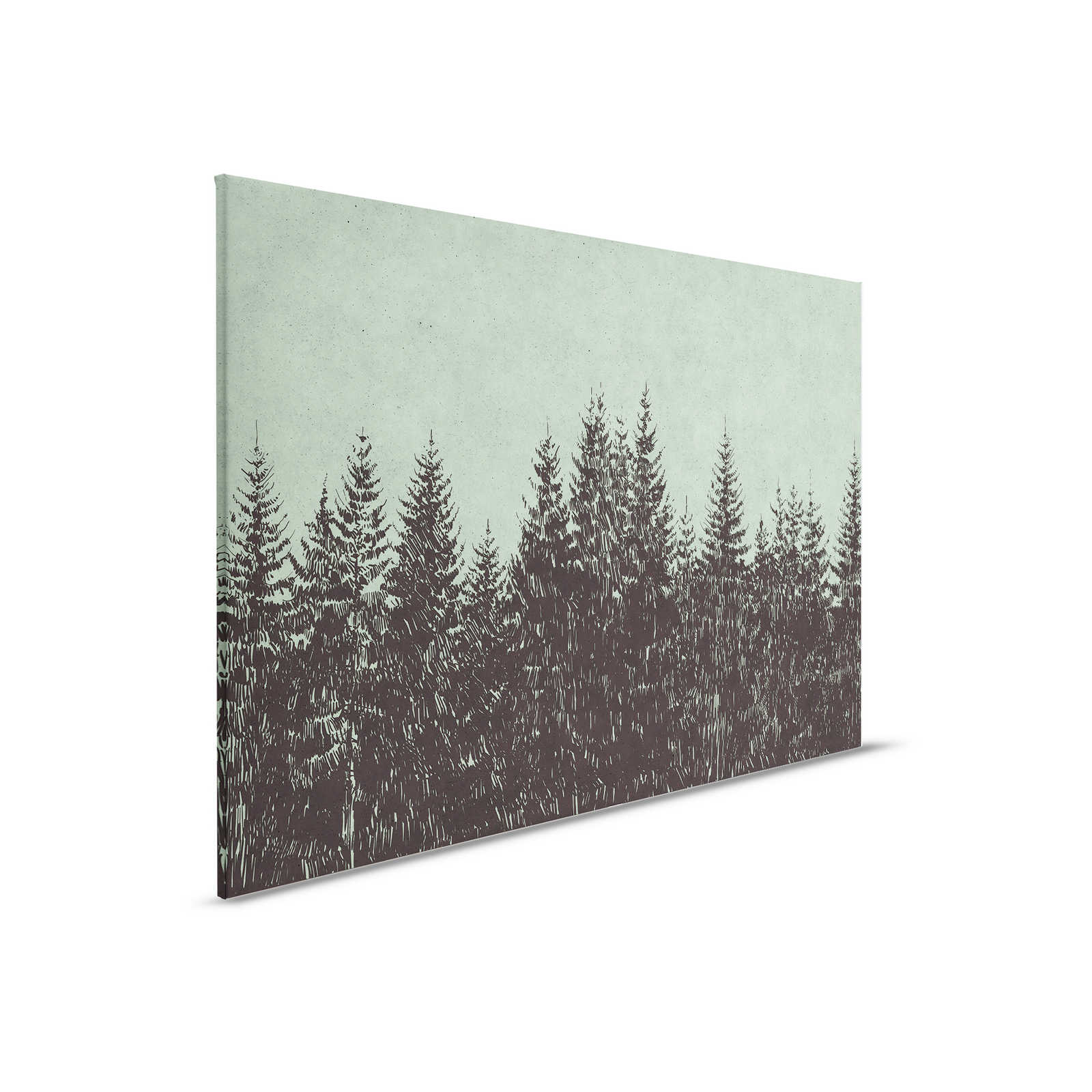         Wald Leinwandbild im Zeichenstil Tannenspitzen – 0,90 m x 0,60 m
    