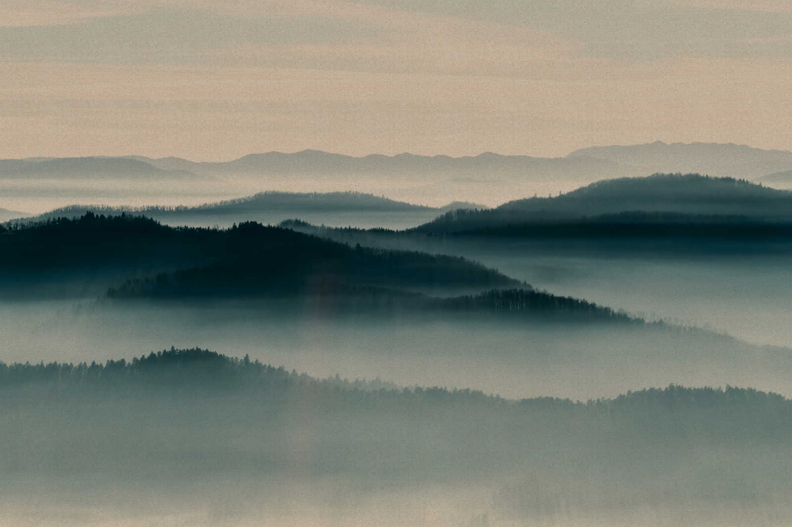             Horizon 1 - Leinwandbild mit Nebel-Landschaft, Natur Sky Line in Pappe Struktur – 0,90 m x 0,60 m
        