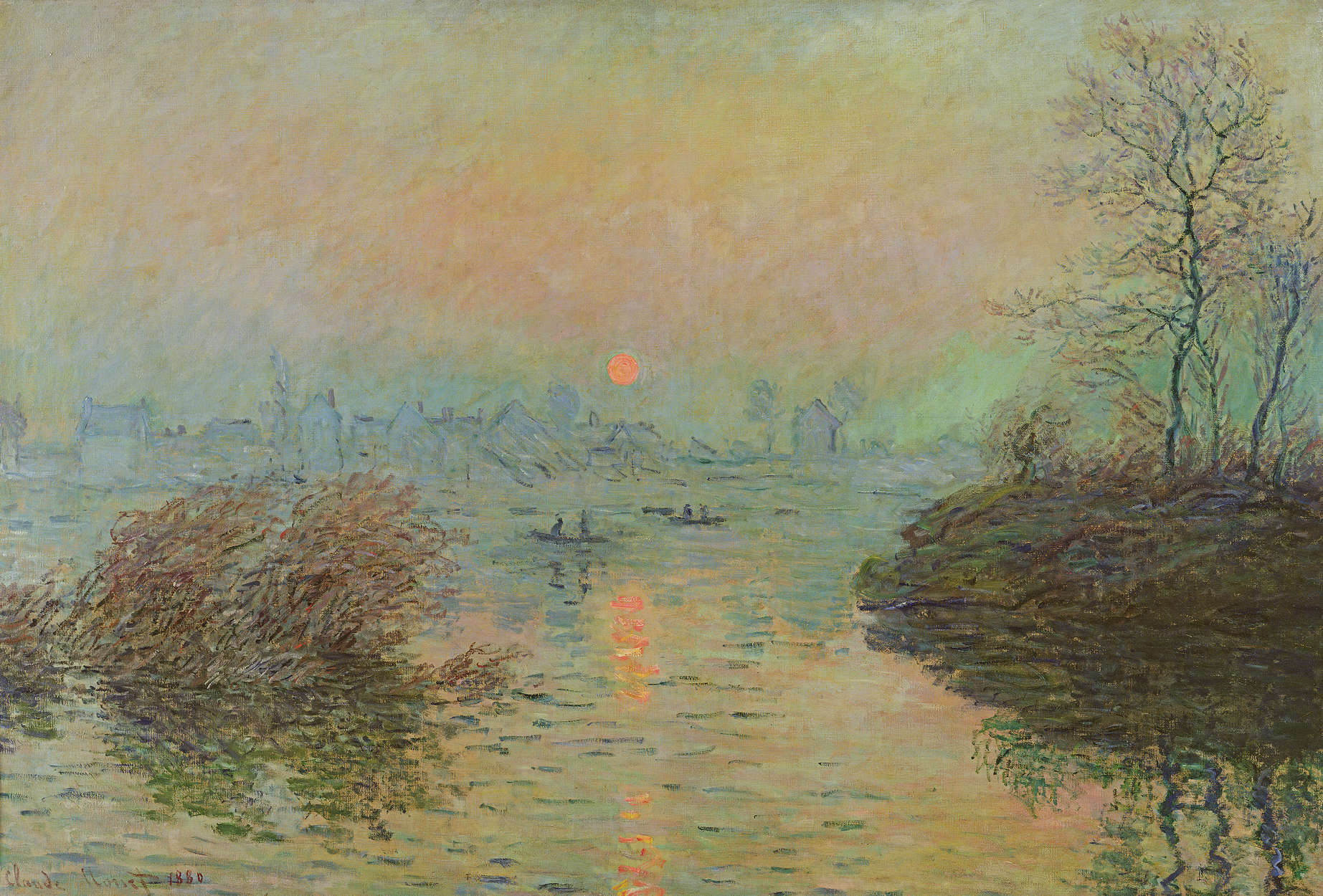            Fototapete "Sonnenuntergang über der Seine bei Lavacourt" von Claude Monet
        