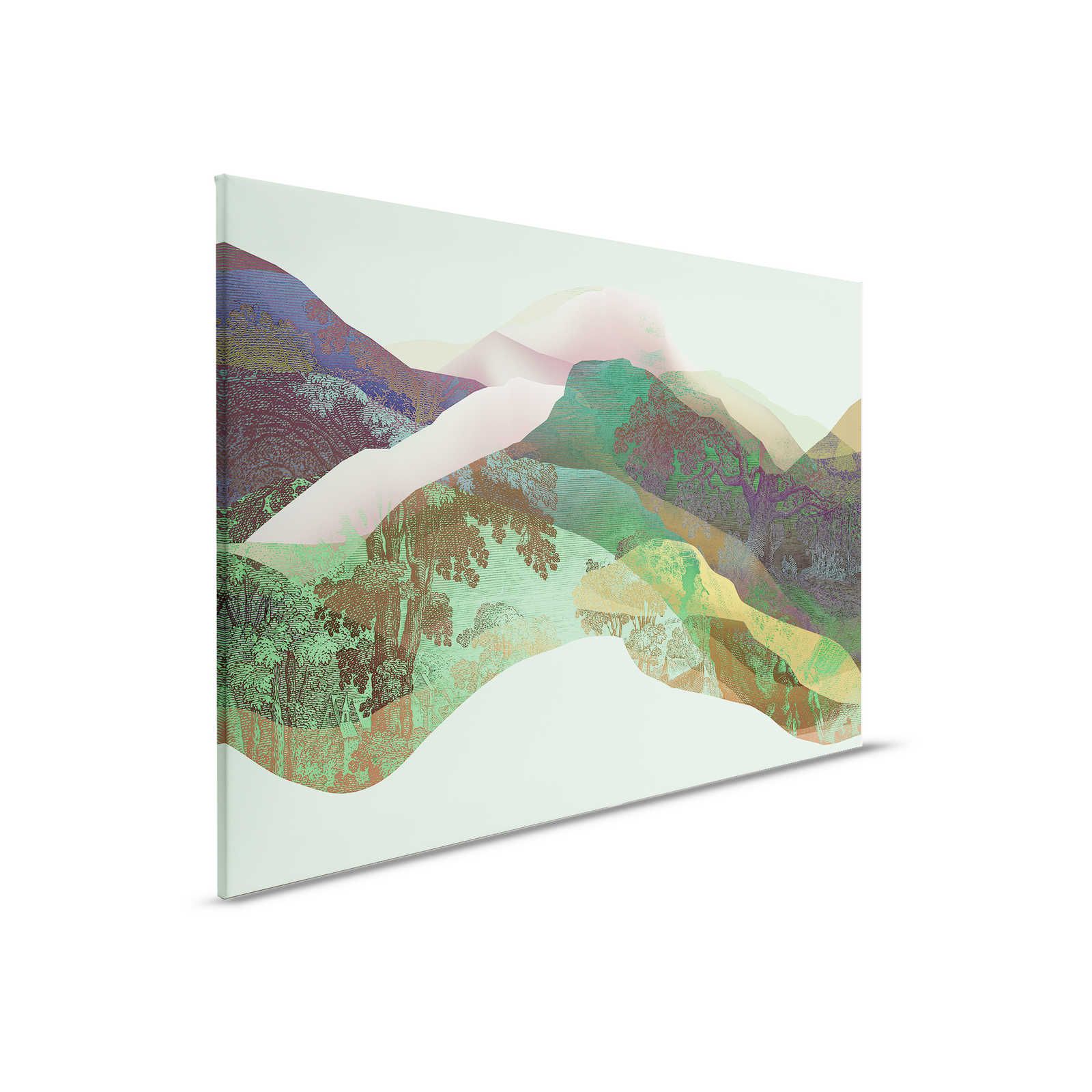 Magic Mountain 3 - Leinwandbild grüne Berge modernes Design – 0,90 m x 0,60 m

