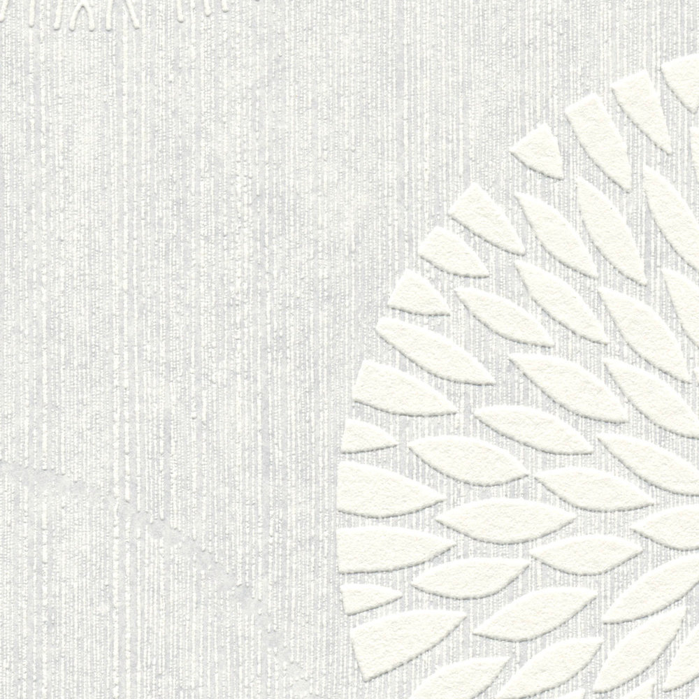             Grafiktapete Punktmuster Blüten – Überstreichbar, Weiß
        