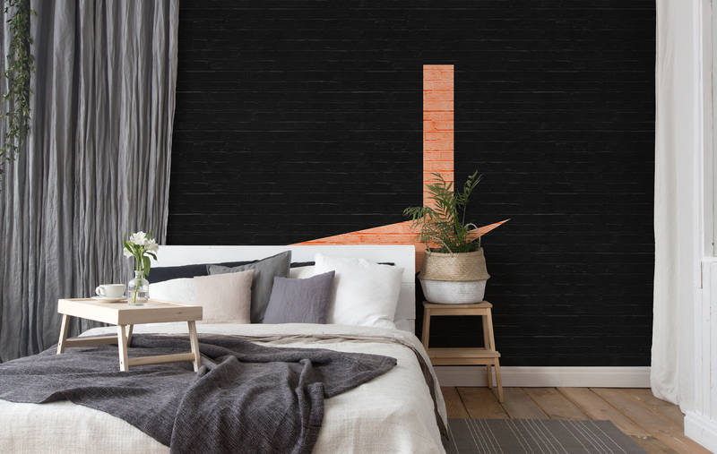             Mauerwerk Fototapete modern & minimalistisch – Orange, Schwarz
        