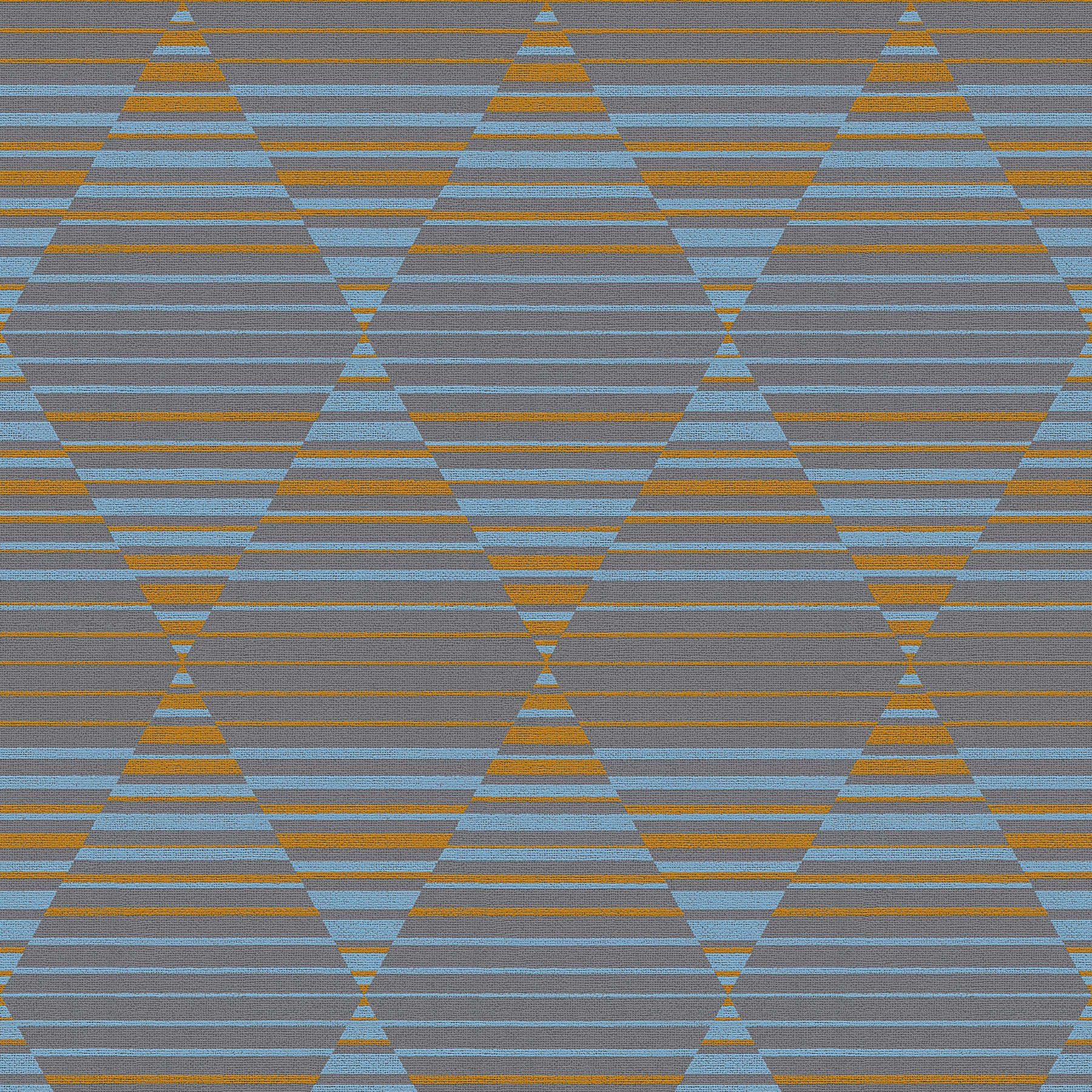         Retro Tapete 70er Muster Streifen & Rauten – Grau, Blau, Orange
    
