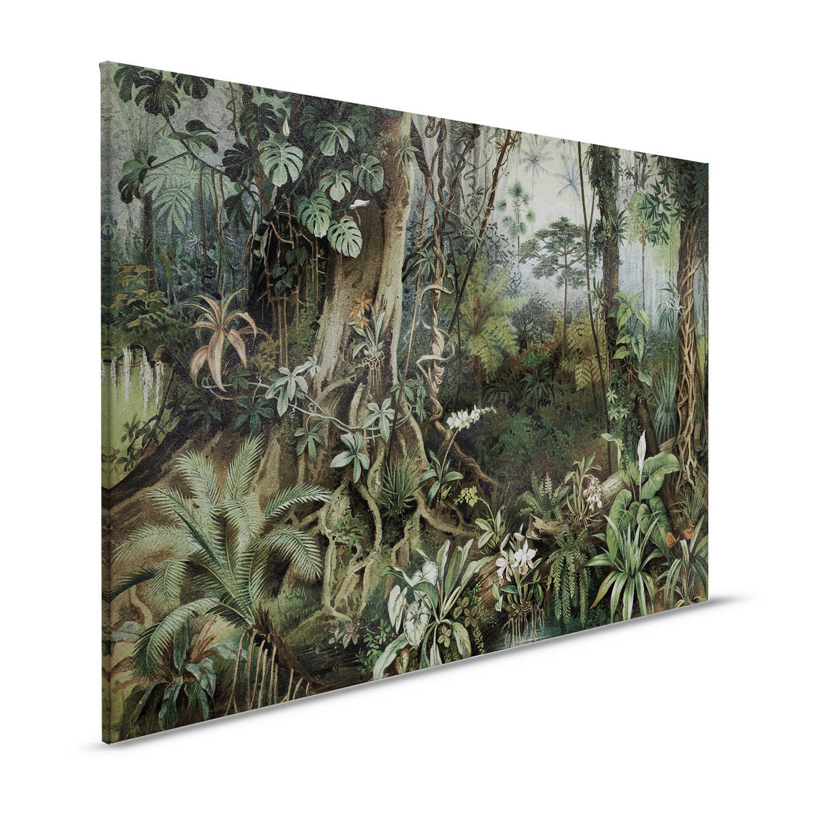 Dschungel Leinwandbild im Zeichenstil – 1,20 m x 0,80 m

