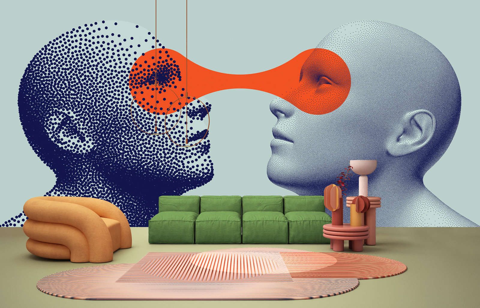             Fototapete »think tank« - Futuristisches Dot-Design mit zwei Personen – Glattes, leicht glänzendes Premiumvlies
        