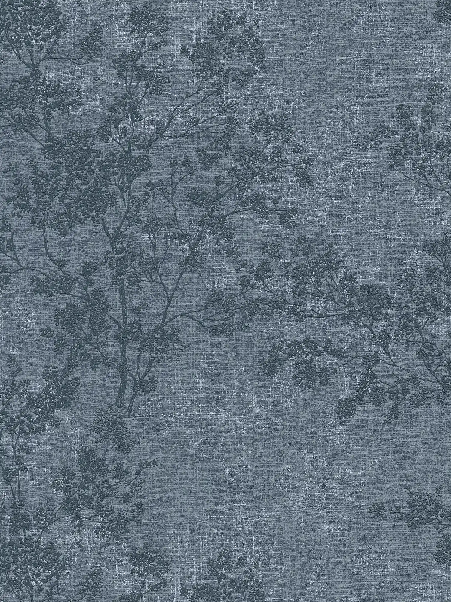         Tapete Blätter Muster in Leinen-Optik – Blau
    