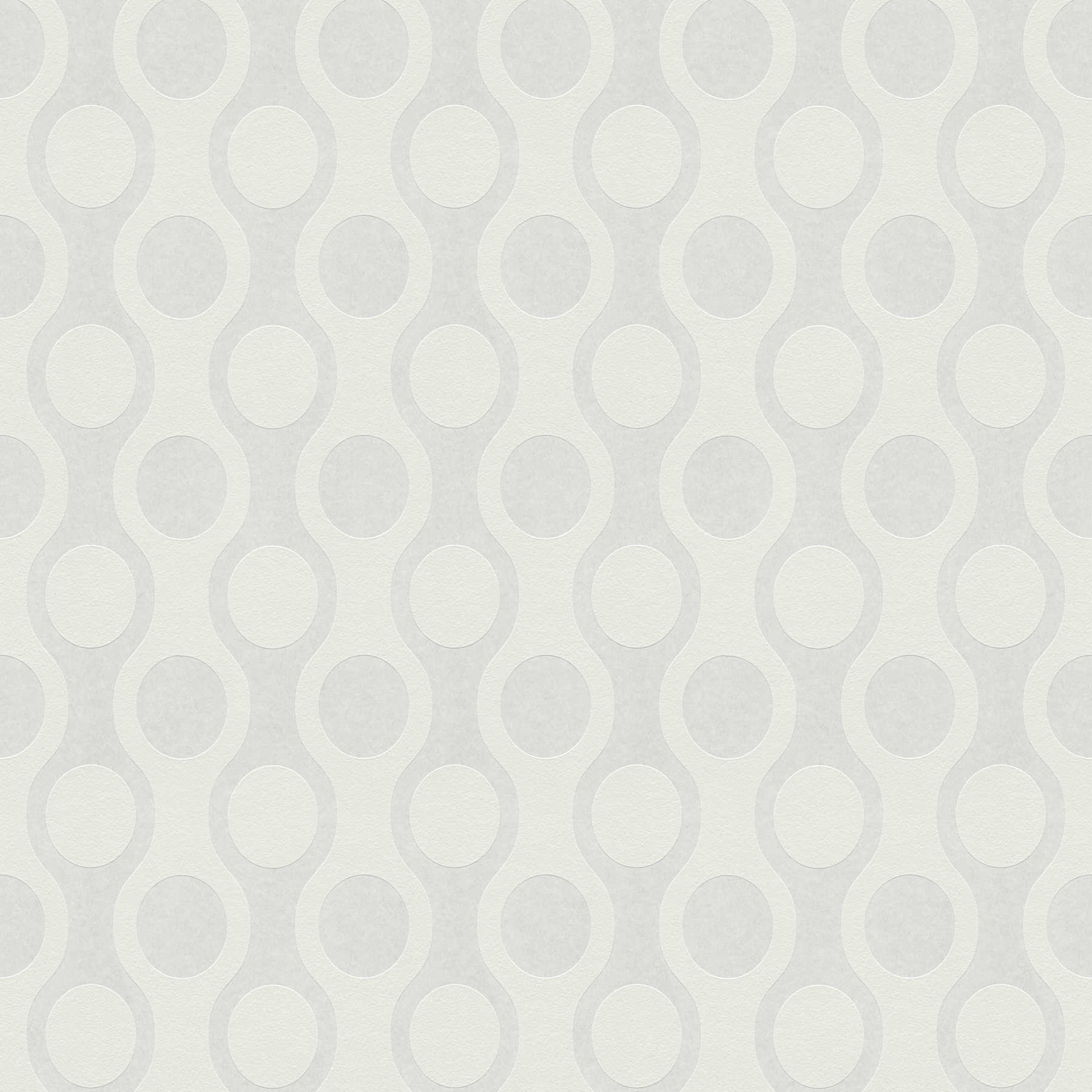 Überstreichbare Tapete mit 60er Retro Kreis Muster – Weiß
