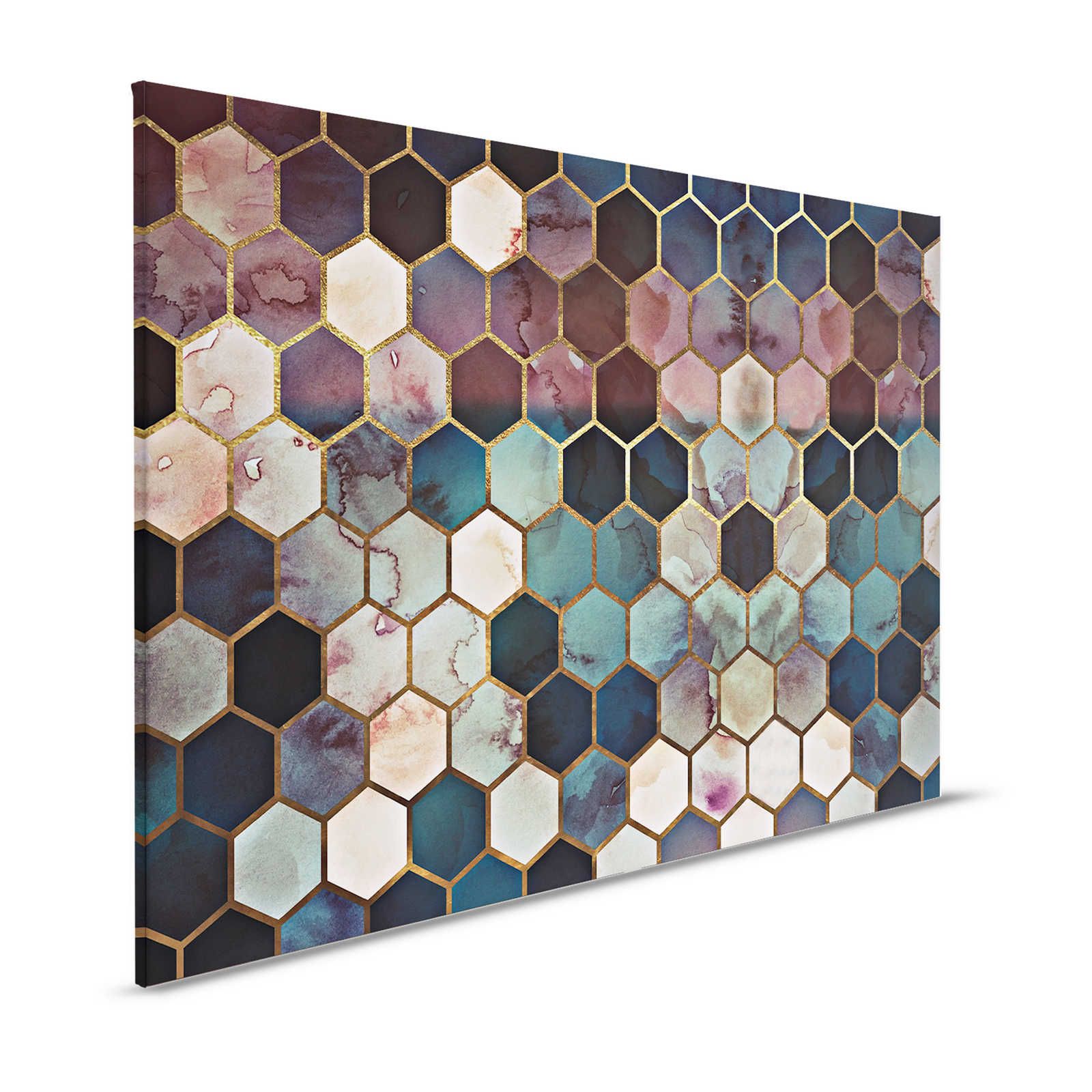         Aquarell Leinwandbild Marmor Design mit Gold Muster – 1,20 m x 0,80 m
    