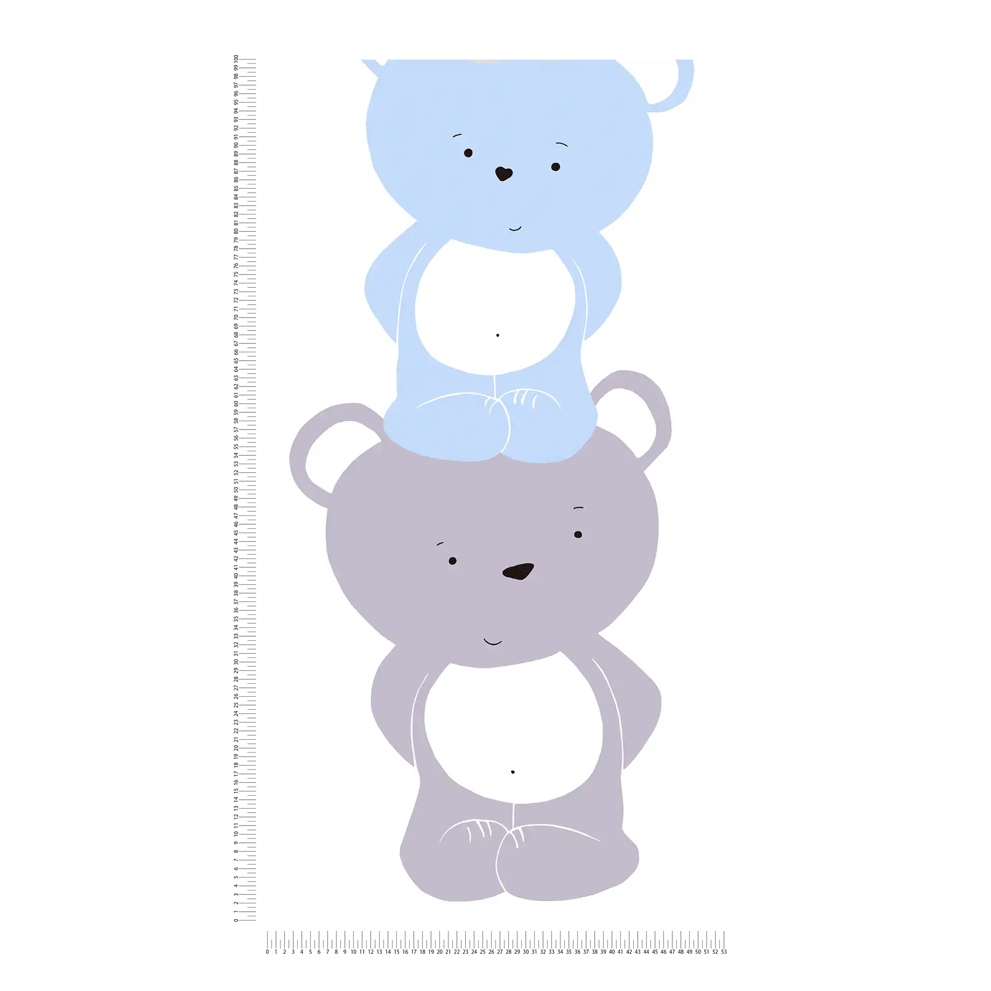             Jungenzimmer Tapete Bären Muster – Blau, Grau , Weiß
        