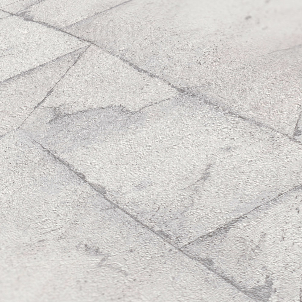            Mustertapete Beton Used-Look & rustikal – Grau, Weiß
        