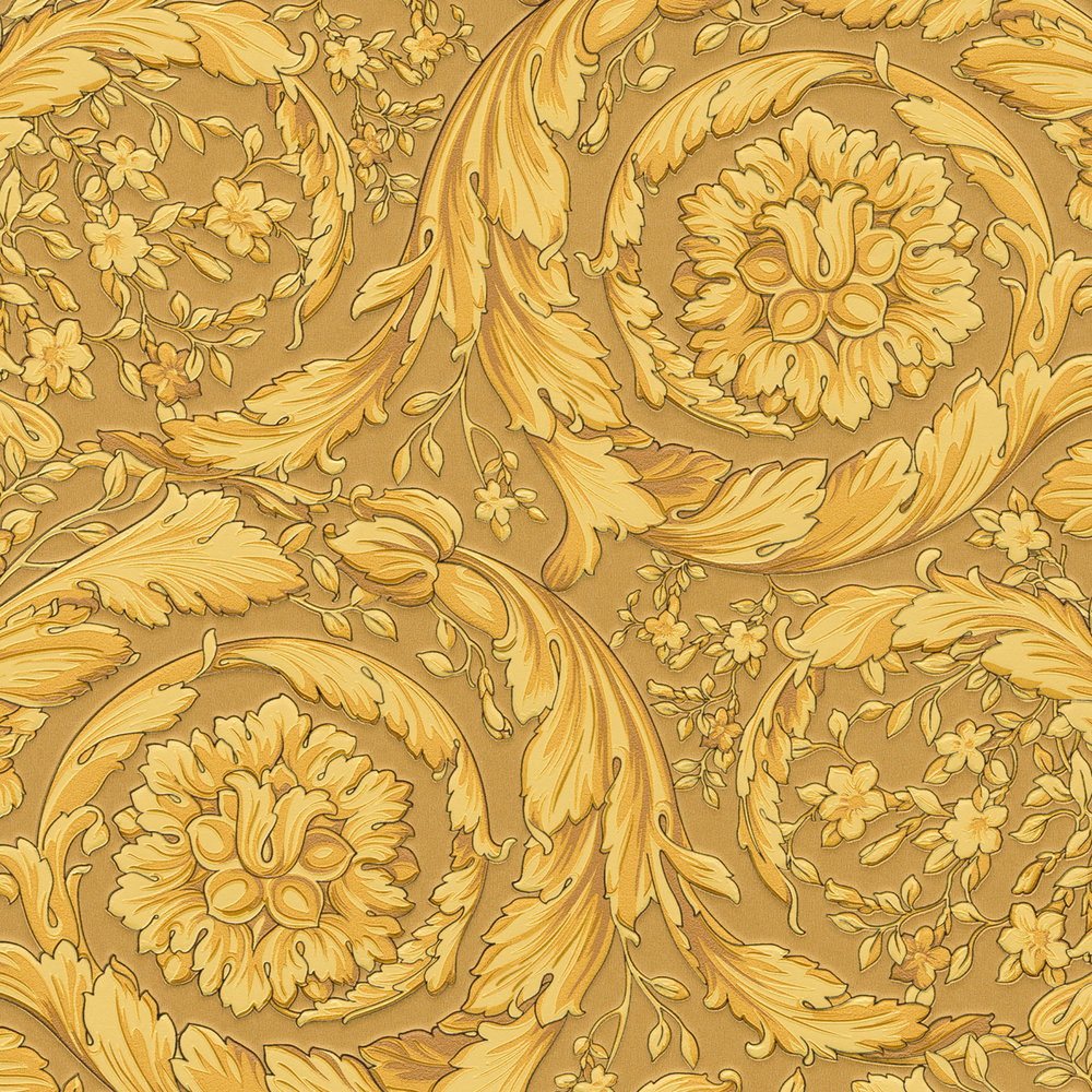             VERSACE Tapete mit ornamentalem Blumenmuster – Gold
        