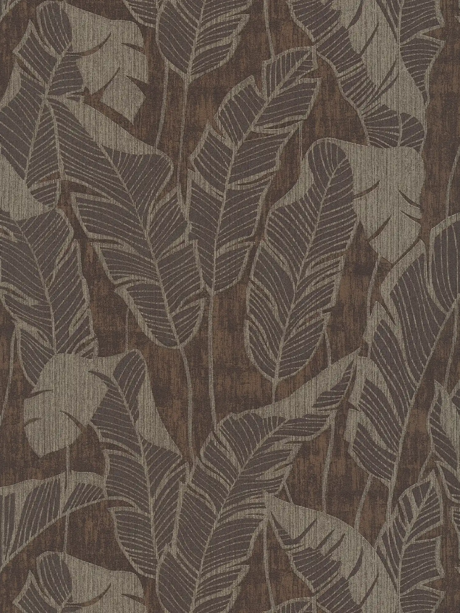 Florale Mustertapete mit Dschungeldesign – Braun, Grau, Schwarz

