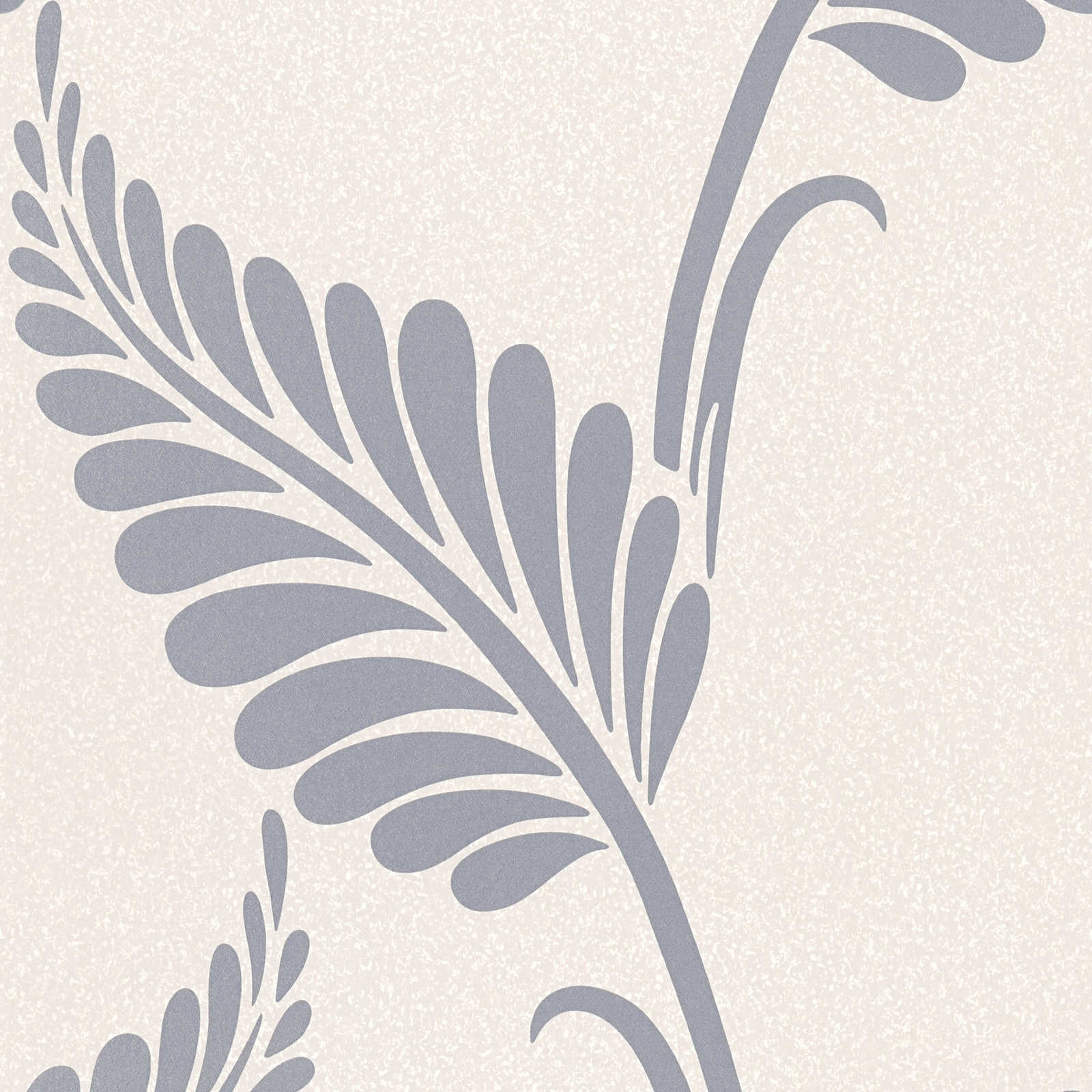 Papiertapete mit Blättern im floralen Stil glänzend – Greige, Silber
