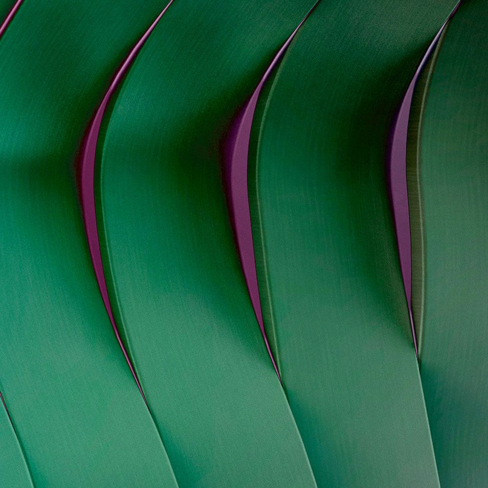             solaris 2 - Moderne Fototapete mit wellenförmiger Architektur – Neonfarben | Glattes, leicht perlmutt-schimmerndes Vlies
        