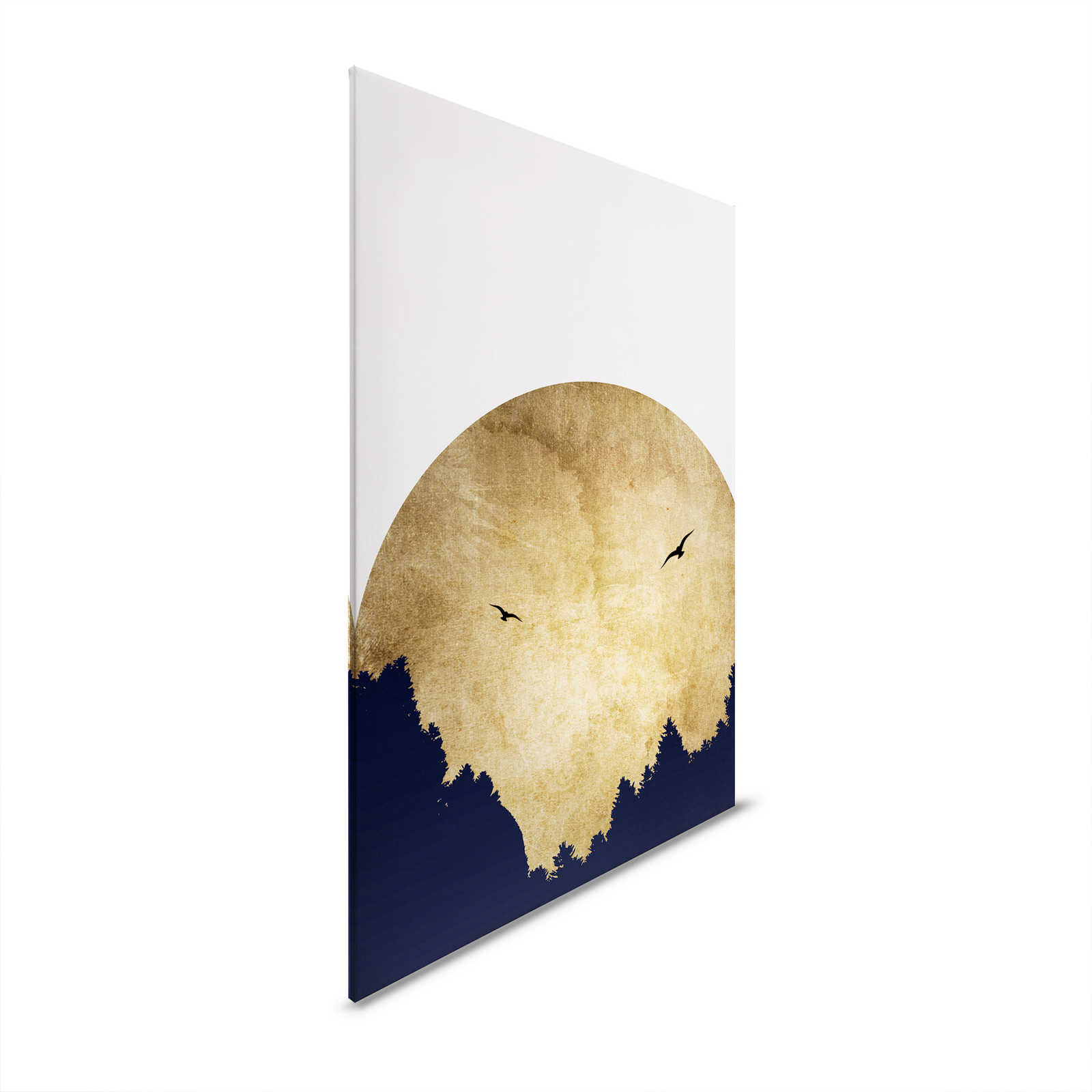 Landschaft Leinwandbild goldener Horizont mit Bäumen & Vögeln – 1,20 m x 0,80 m
