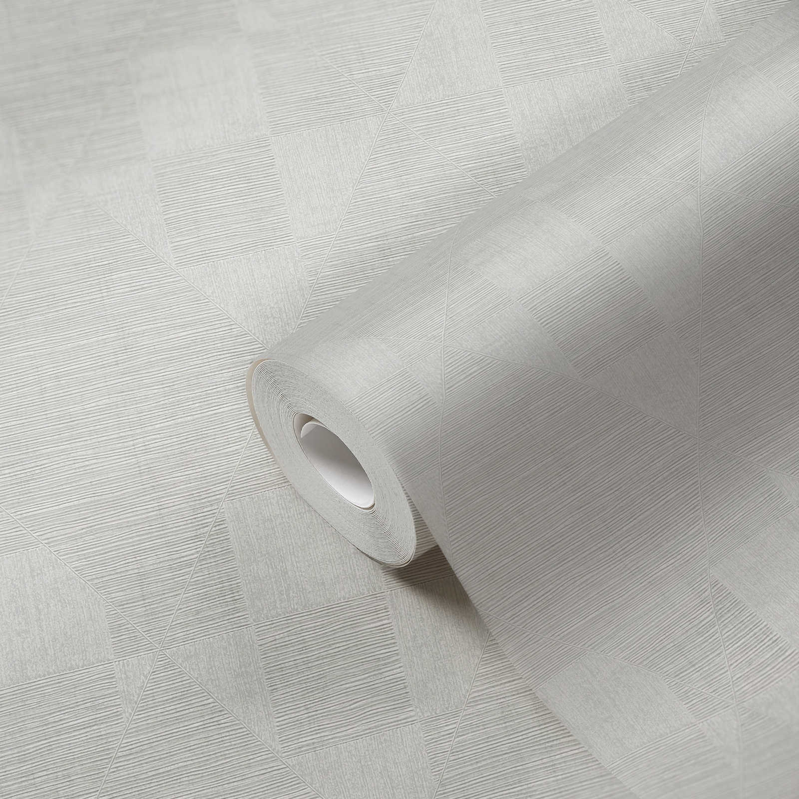             Retro Tapete mit Metallic Strukturdesign – Grau, Weiß
        