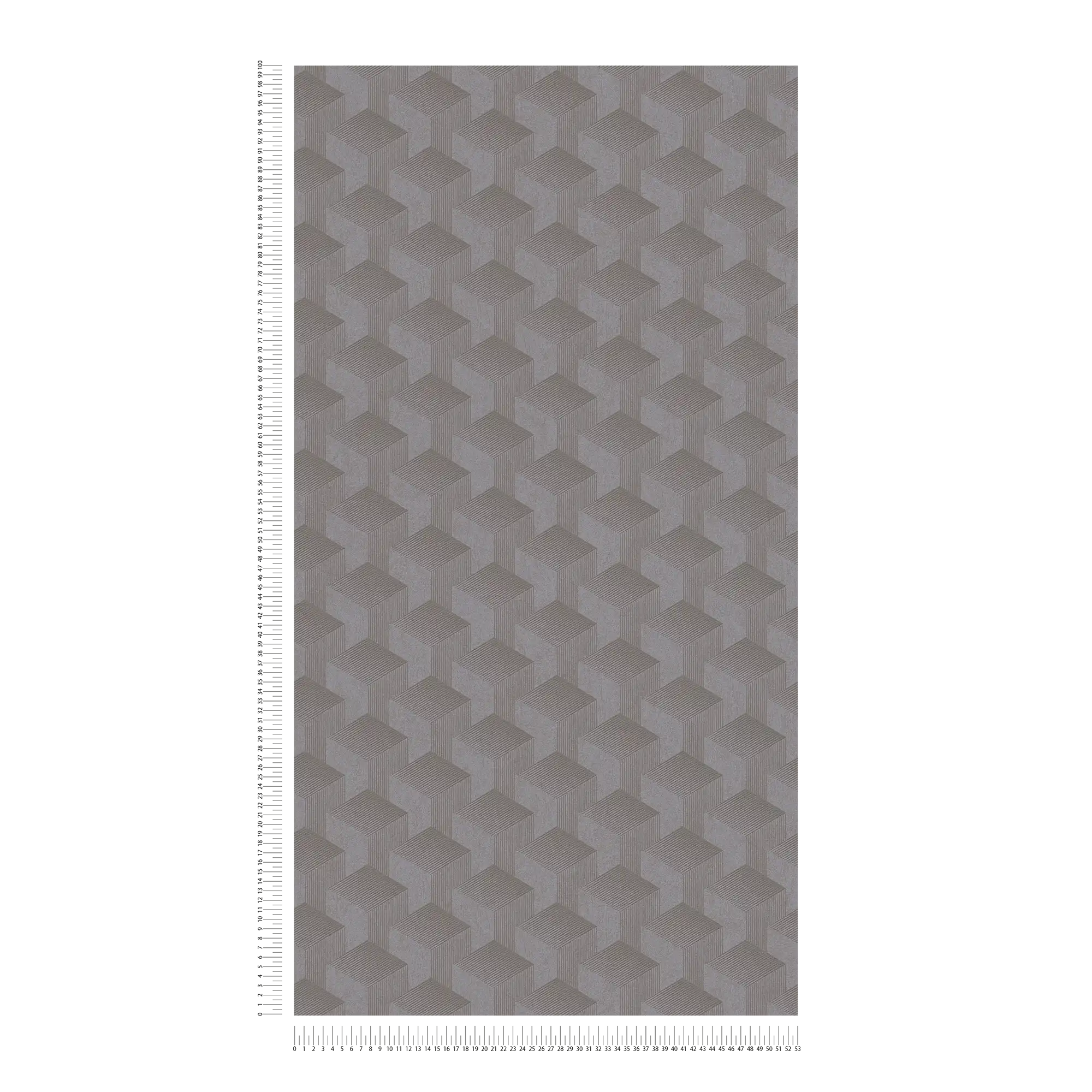            Geometrische Tapete mit 3D Grafik Muster matt – Grau
        