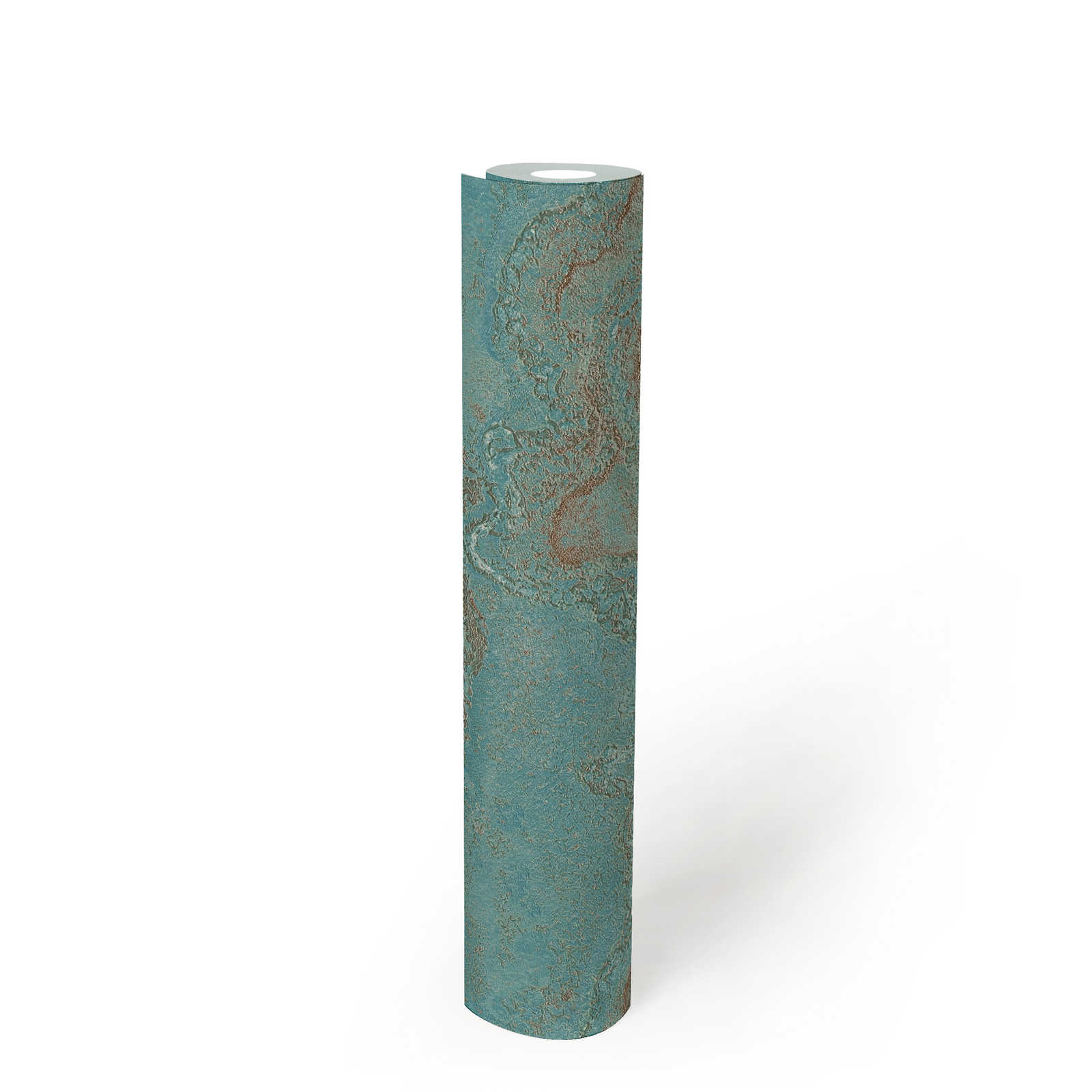             Vliestapete marmoriert mit Metallic- Effekt – Blau, Türkis, Gold
        